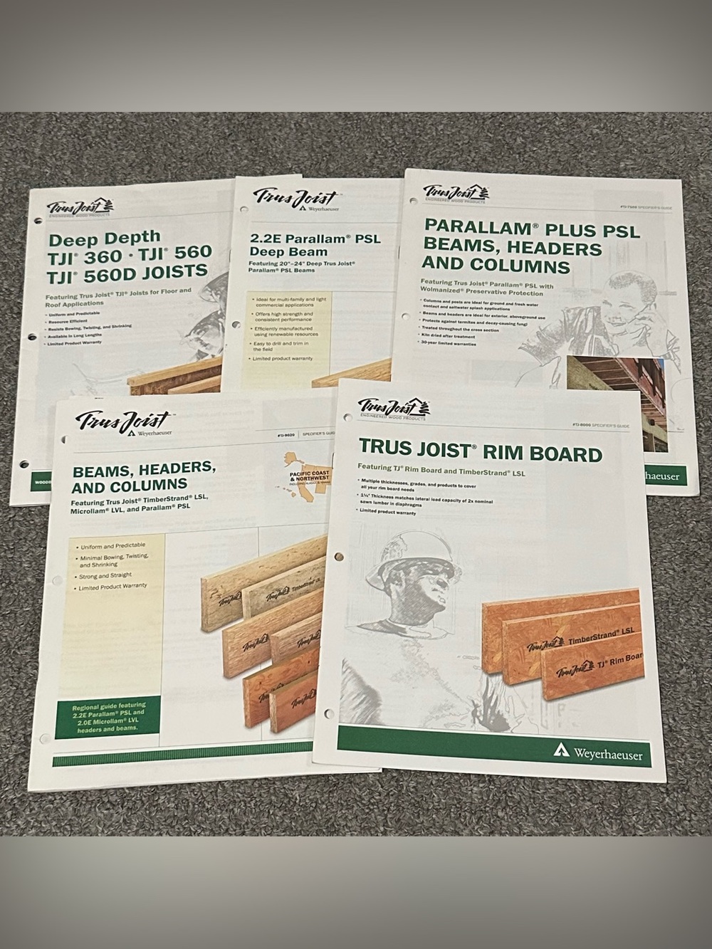 Lot of 5 Trus Joist Weyerhaeuser Specifier Product Guides Design Build Wood Beam